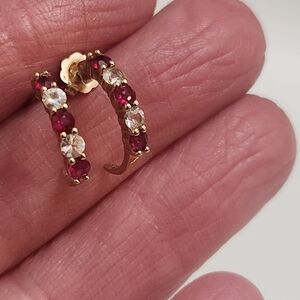 10K Gold Ruby Sapphire Earrings